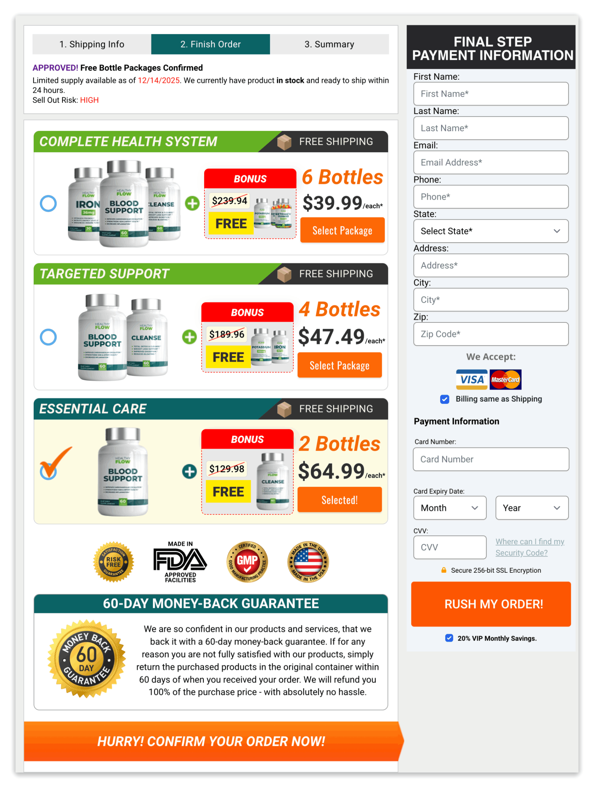 Healthy Flow Blood Support checkout